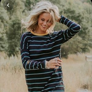 Roolee Lucianna Stripe Dress navy/yellow/white